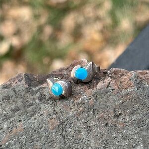 Vintage ANKA 925 sterling Silver and Turquoise  Stud Earrings